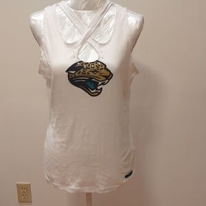 White Bib Collar Tank Top with Cut Out Design